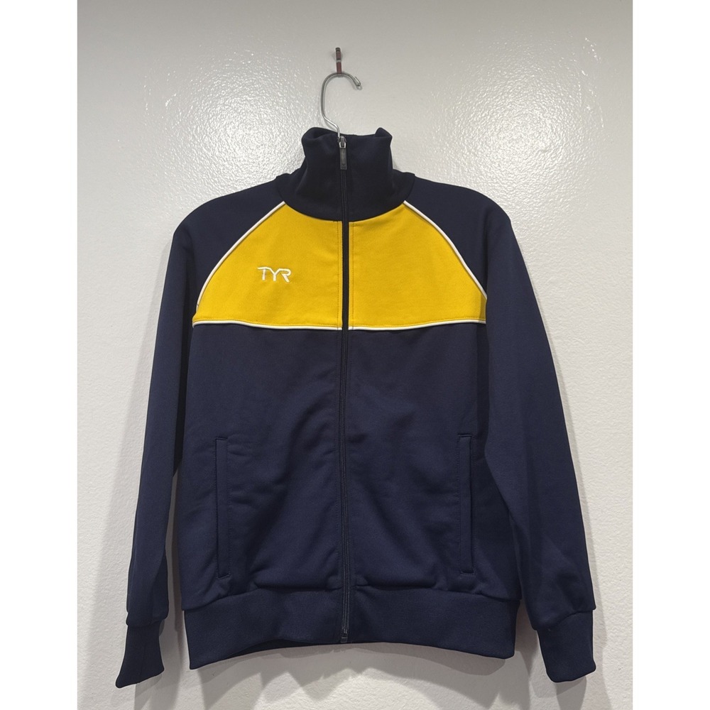 TYR Youth Size Large Track Jacket Navy Blue Gold Breakout Warm Up‎ Unisex Swim